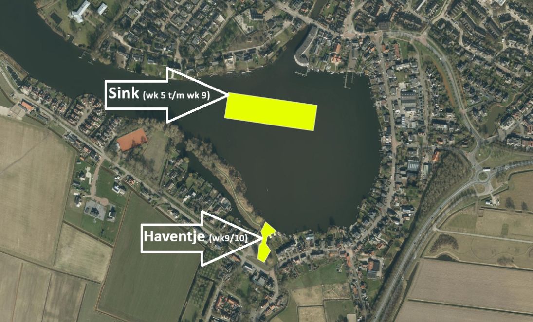 Foto van het gebied met de baggerlocaties