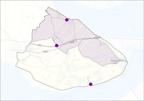 Kaartje watergebiedsplan Flakkee oosthoek