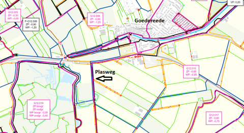 Kaart met aanduiding van de Plasweg